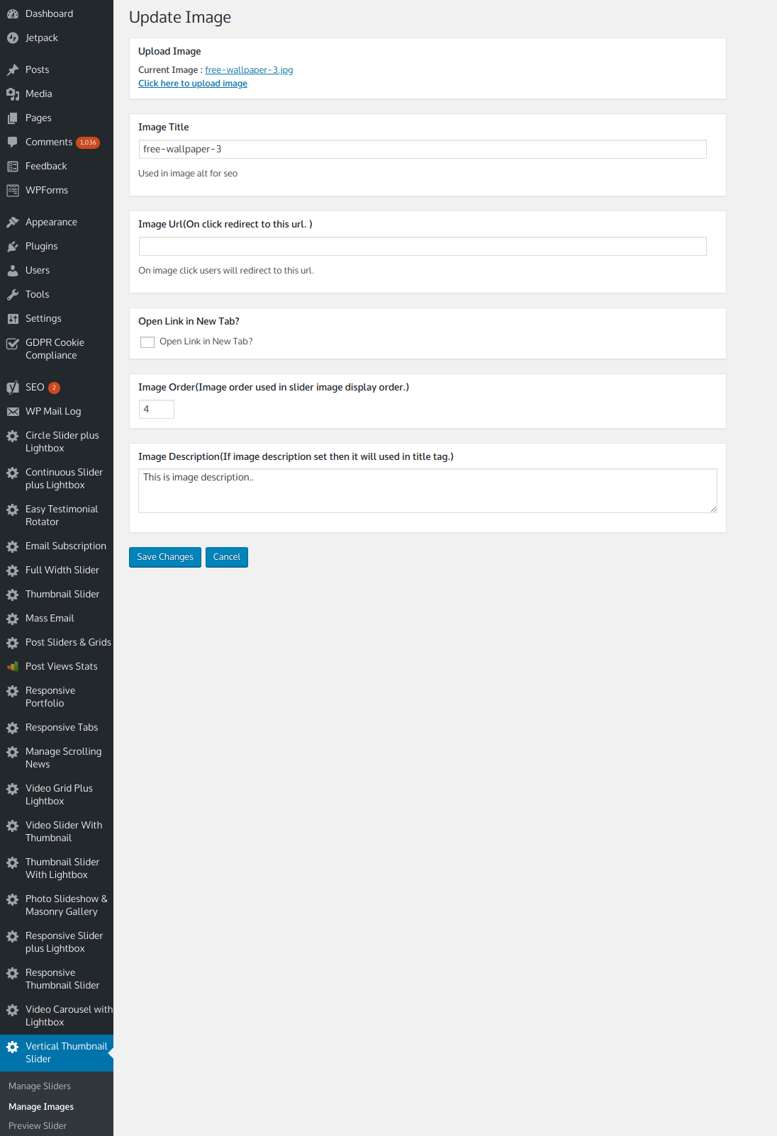 Single thumbnail slider